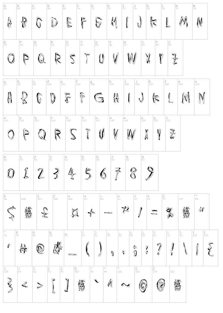 Muspi Merol font map